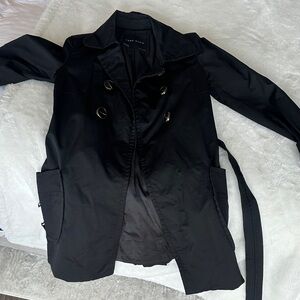 Black Double-Breasted Trench Women's Coat